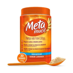 Metamucil Fibra Psyllium Sabor Laranja Sem Açúcar 174g
