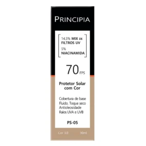 Protetor Solar Facial Principia Skincare PS-05 14,5% Mix de Filtros Uv + 5% Niacinamida FPS 70 Cor 3.0 30ml