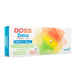 Vitamina D3 2.000UI + Zinco 20mg Doss Zinco 30 cápsulas