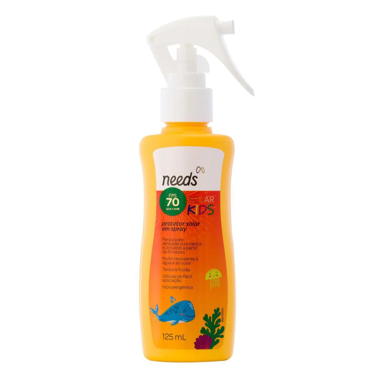 Protetor Solar Infantil FPS 70 Needs Solar Kids Spray 125ml