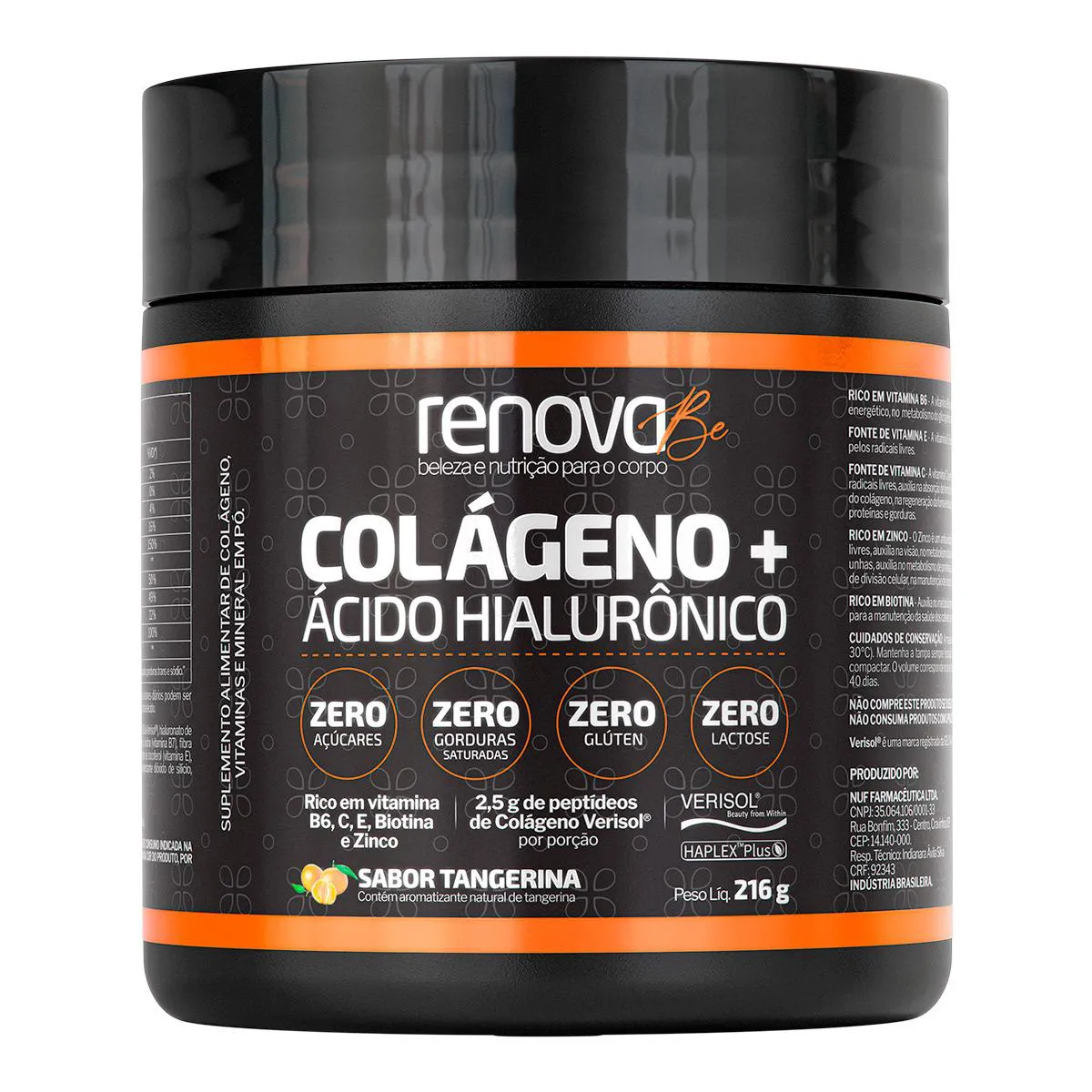 Colágeno + Ácido Hialurônico Renova Be Sabor Tangerina 216g